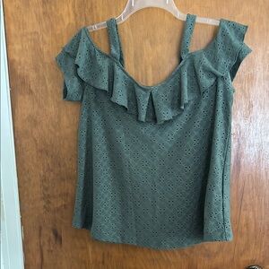 Green Ruffled Eyelet Top